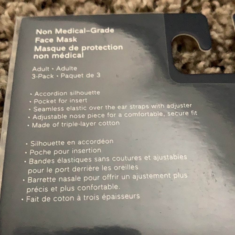 Gap Factory 3-Pack Adult Cloth Face Mask * Navy Blue, Military Green, & Black - Picture 6 of 7